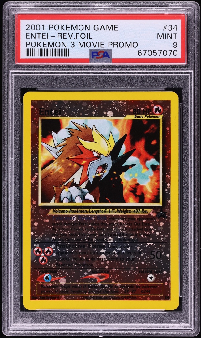 2001 Pokemon Movie 3 Promo Reverse Holo Entei #34 PSA 9 MINT