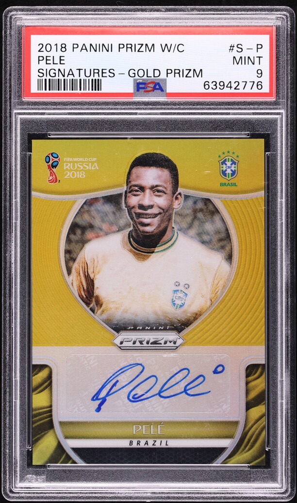 2018 Panini Prizm World Cup Gold Pele AUTO /10 #S-P PSA 9 MINT on