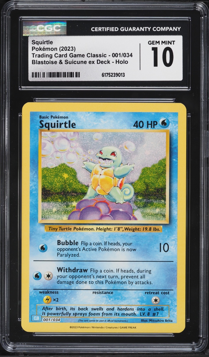 2023 Pokemon TCG Classic Collection Holo Squirtle #1 CGC 10 GEM MINT