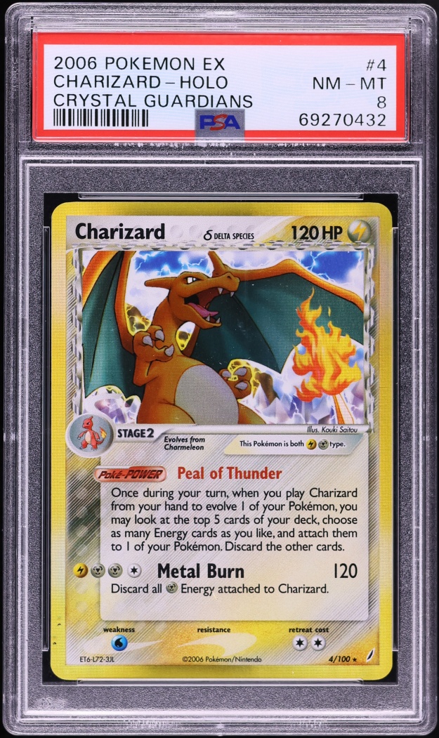 2006 Pokemon EX Crystal Guardians Holo Charizard #4 PSA 8 NM-MT