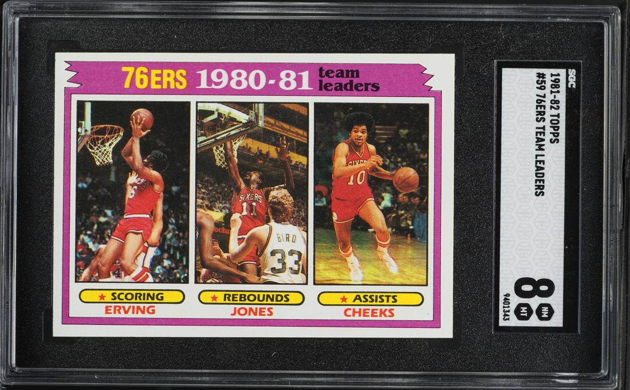 1981 Topps Basketball 76ers Team Leaders #59 SGC 8 NM-MT