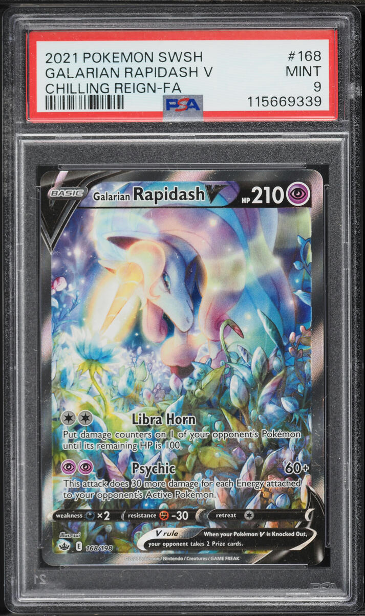 2021 Pokemon Sword & Shield Chilling Reign Alt Art Galarian Rapidash V #168 PSA 9 MINT