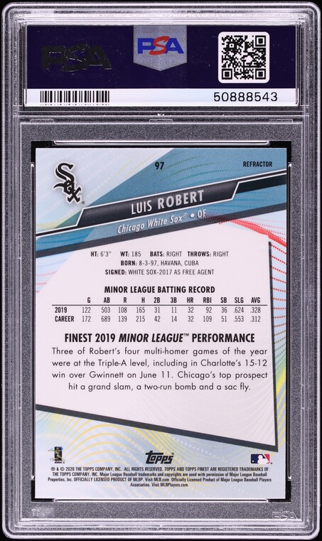 2020 Finest Refractor Luis Robert ROOKIE #97 PSA 10 GEM MINT