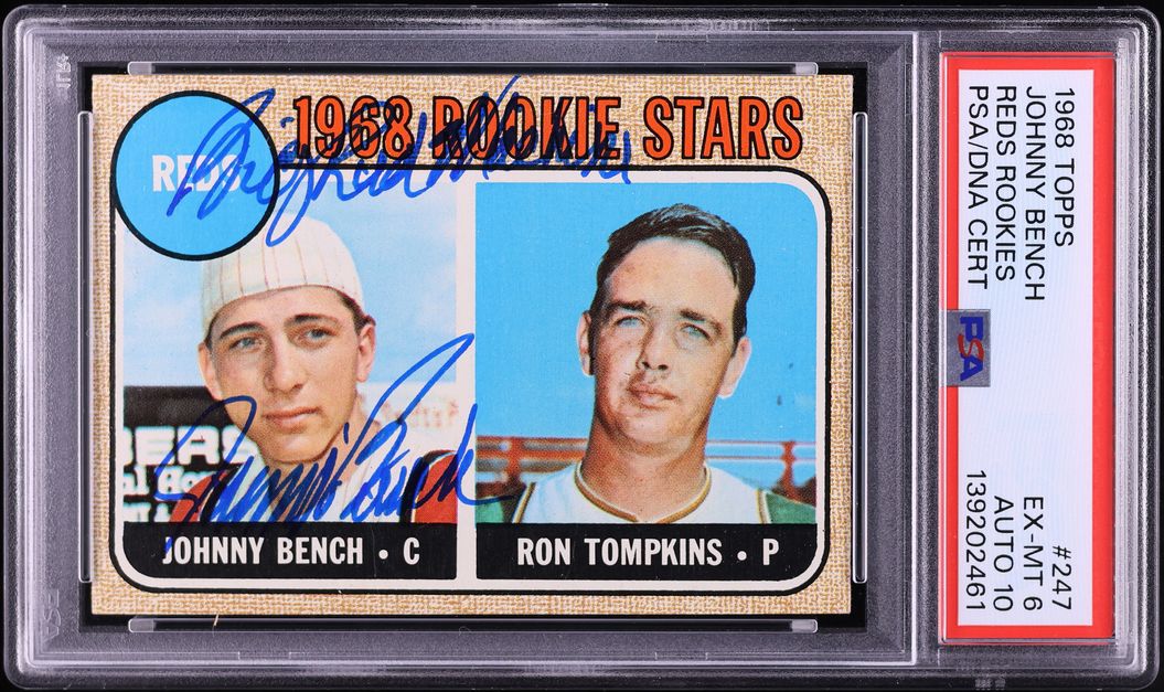 1968 Topps Johnny Bench ROOKIE AUTO DNA 10 #247 PSA 6 EXMT