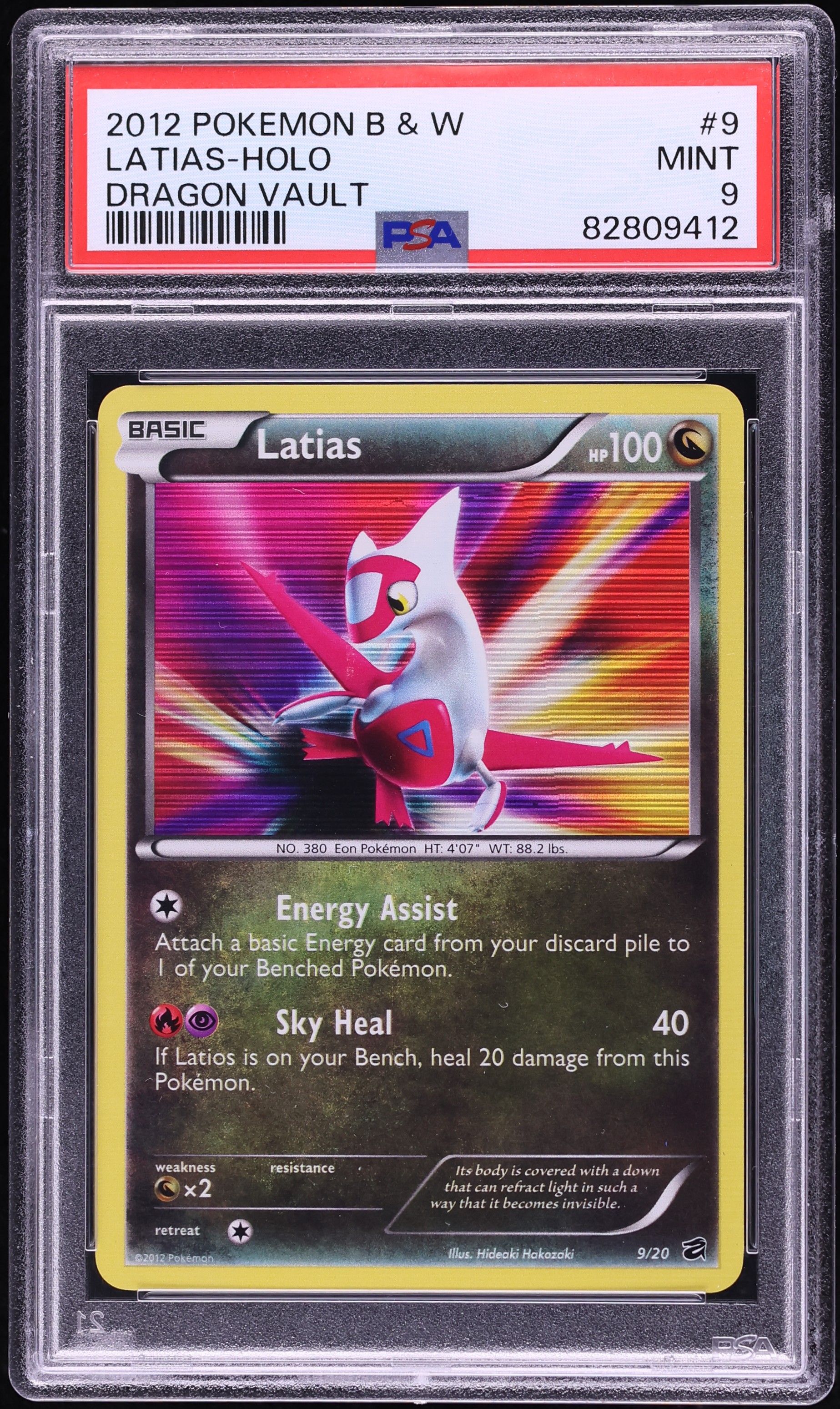 2012 Pokemon Black & White Dragon Vault Holo Latias #9 PSA 9 MINT
