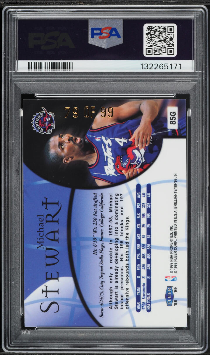 1998 Fleer Brilliants Gold Michael Stewart /99 #85G PSA 8 NM-MT