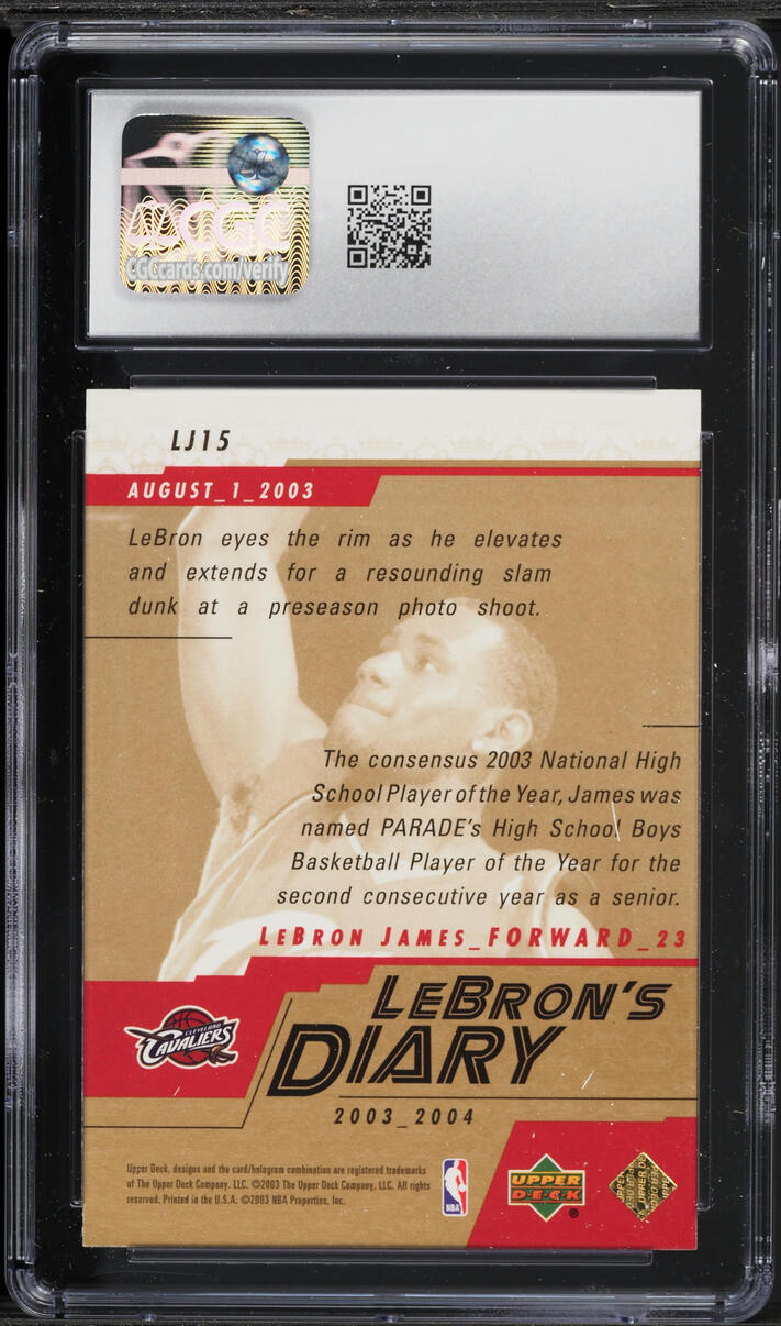 2003 Upper Deck LeBron's Diary LeBron James ROOKIE #LJ15 CGC 6.5 EXMT+