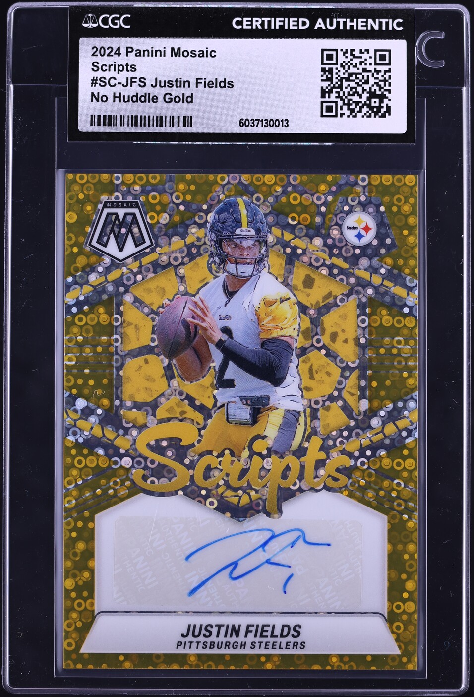 2024 Panini Mosaic Scripts No Huddle Gold Justin Fields AUTO /10 CGC ...