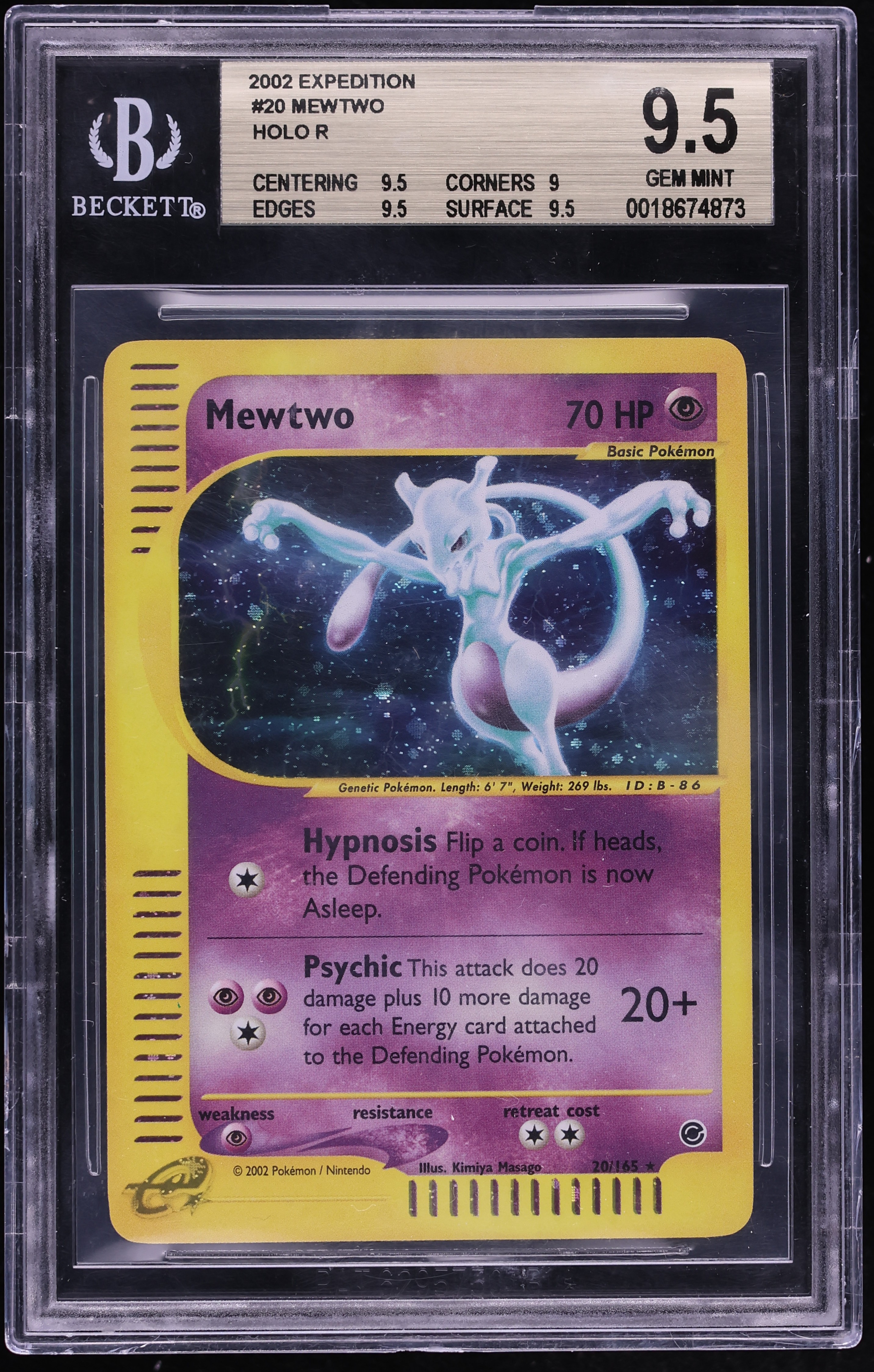 2002 Pokemon Expedition Holo Mewtwo #20 BGS 9.5 GEM MINT