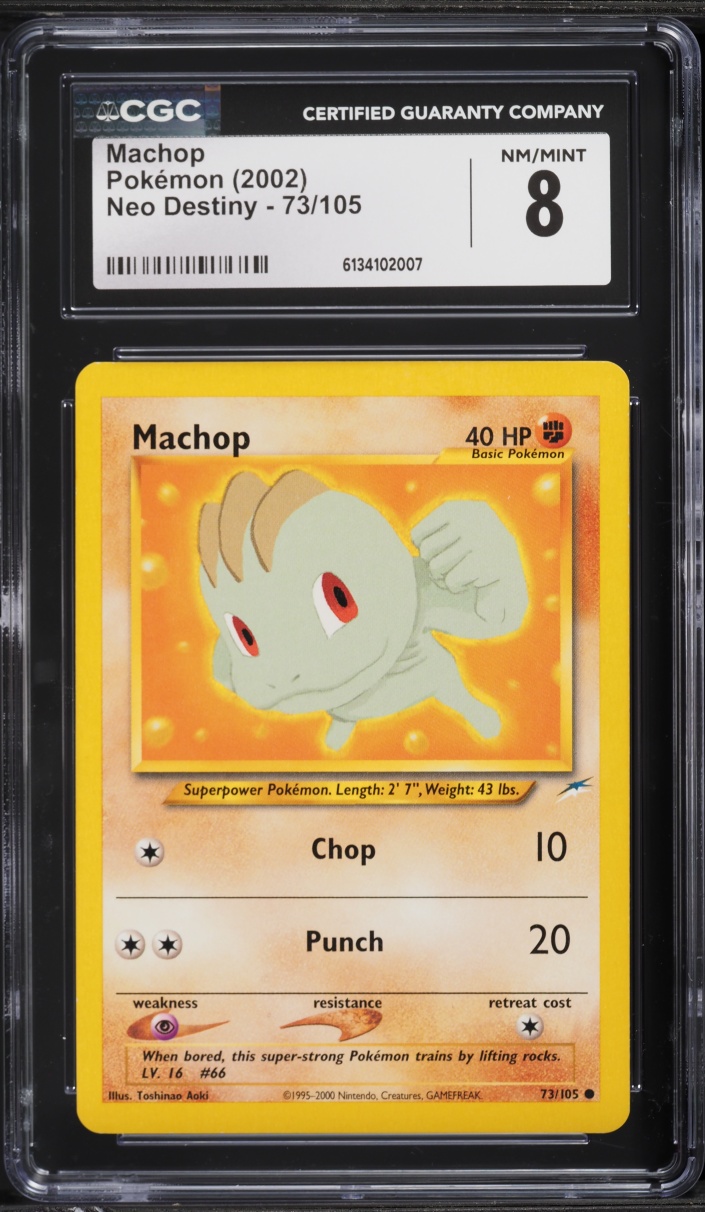 2002 Pokemon Neo Destiny Machop #73 CGC 8 NM-MT