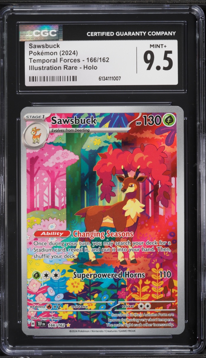 2024 Pokemon Scarlet & Violet Temporal Forces IR Sawsbuck #166 CGC 9.5 MINT+