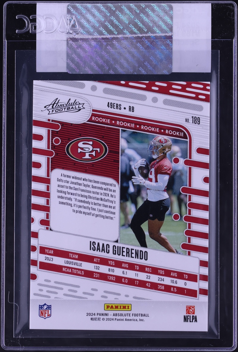 2024 Absolute Spectrum Black Isaac Guerendo ROOKIE 1/1 #189 CGC AUTH