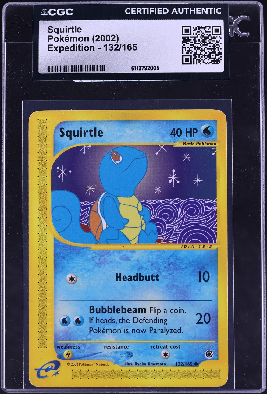 2002 Pokemon Expedition Squirtle #132 CGC AUTH