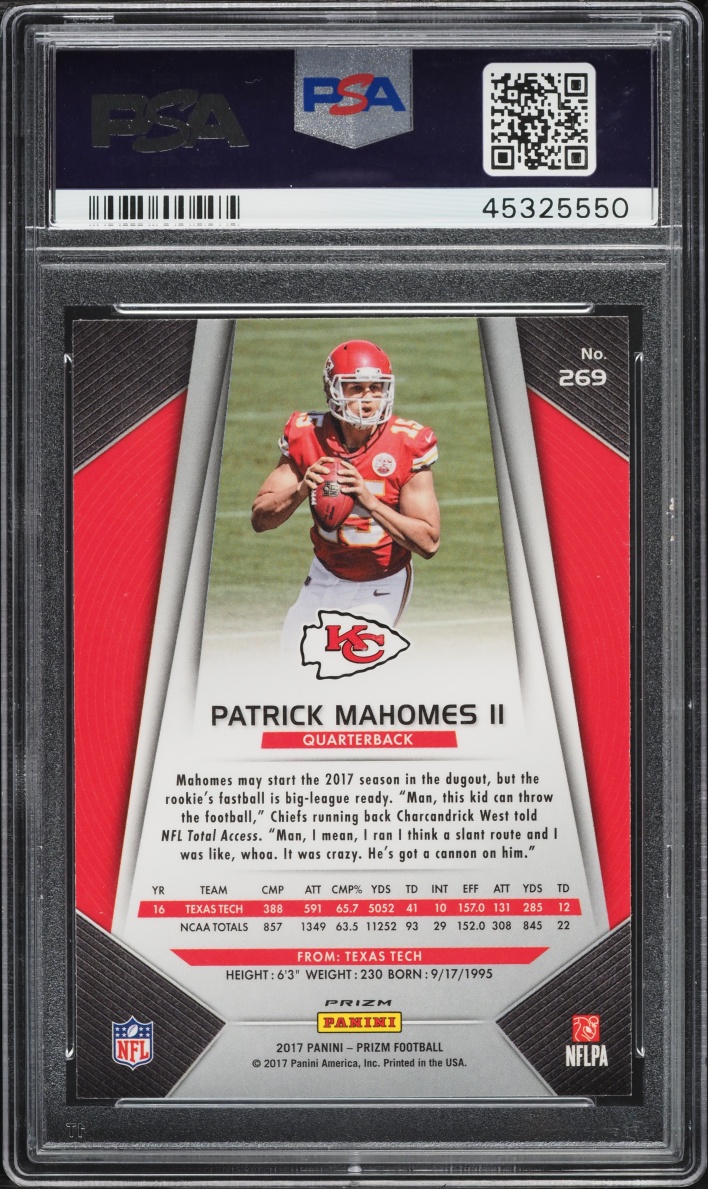 2017 Panini Prizm Pink Patrick Mahomes II ROOKIE #269 PSA 10 GEM MINT