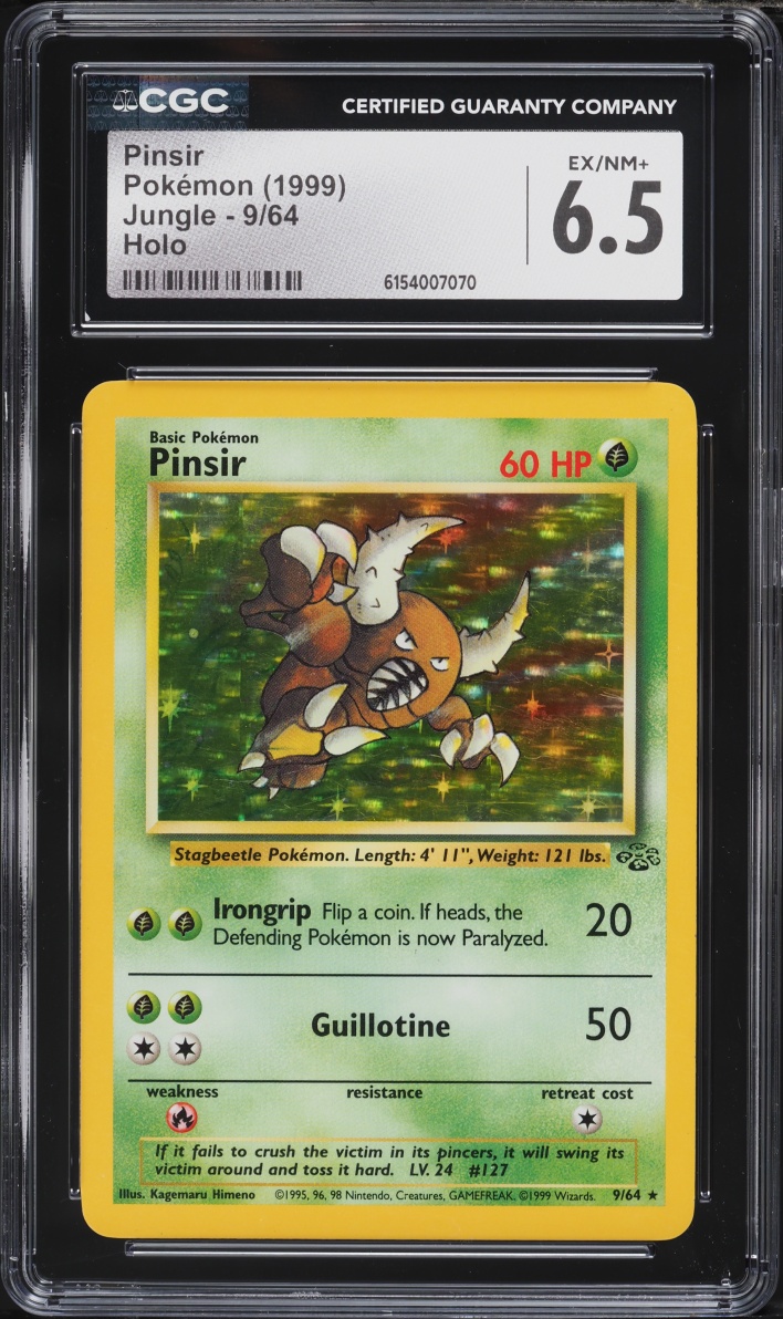 1999 Pokemon Jungle Holo Pinsir #9 CGC 6.5 EXMT+