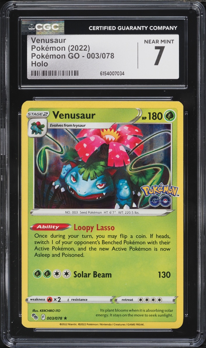 2022 Pokemon Sword & Shield Pokemon GO Holo Venusaur #3 CGC 7 NRMT