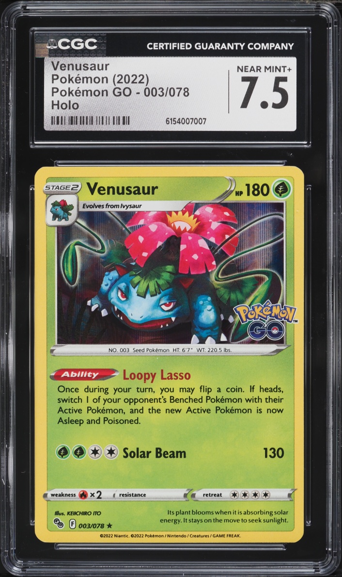 2022 Pokemon Sword & Shield Pokemon GO Holo Venusaur #3 CGC 7.5 NRMT+