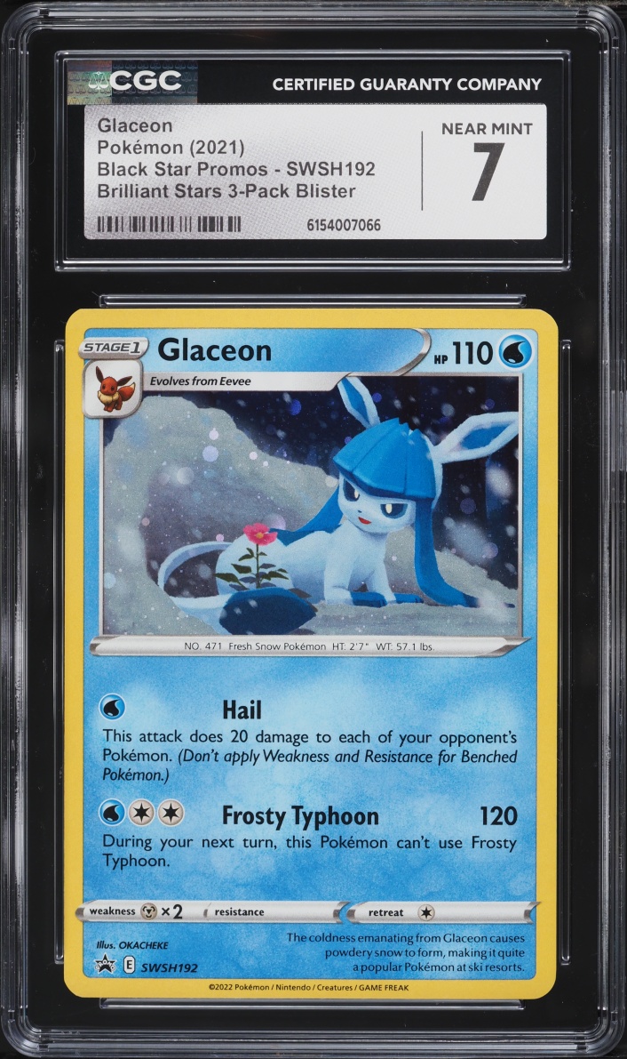 2021 Pokemon Sword & Shield Promo Brilliant Stars Glaceon #SWSH192 CGC 7 NRMT