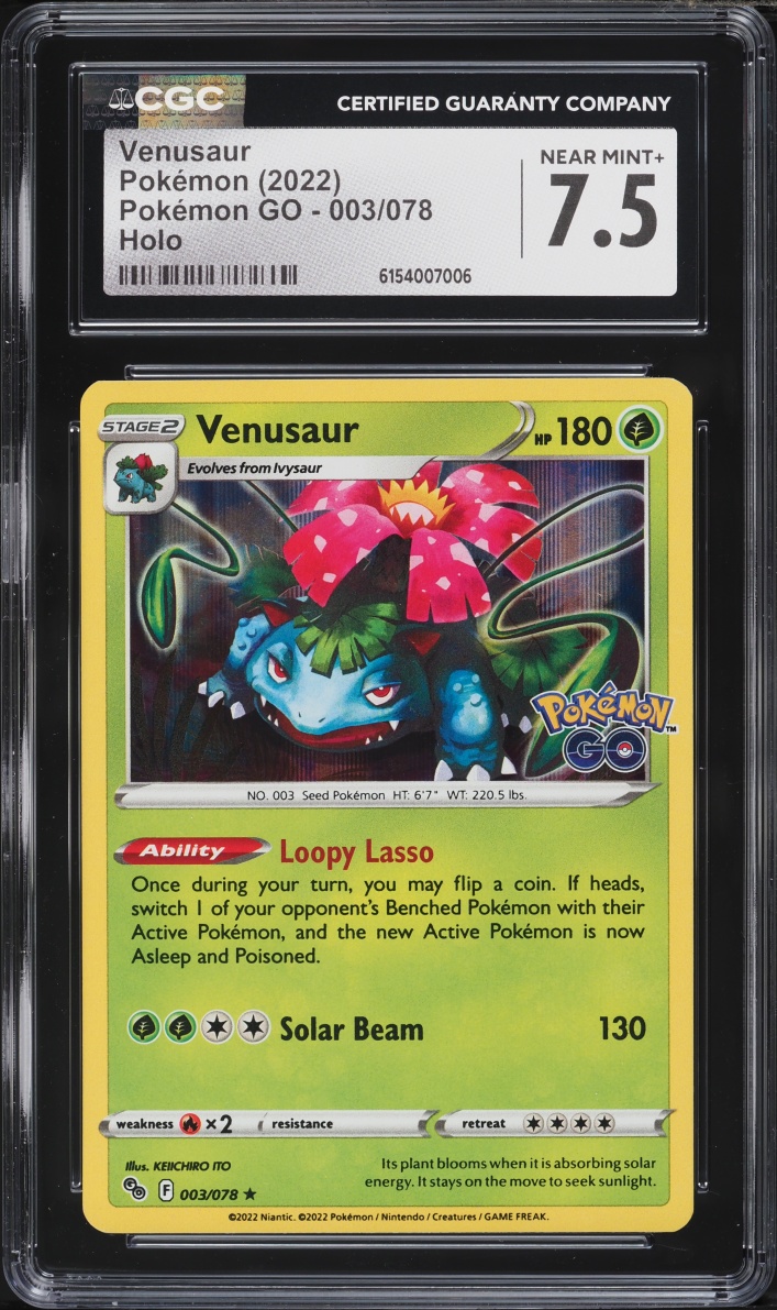 2022 Pokemon Sword & Shield GO Holo Venusaur #3 CGC 7.5 NRMT+