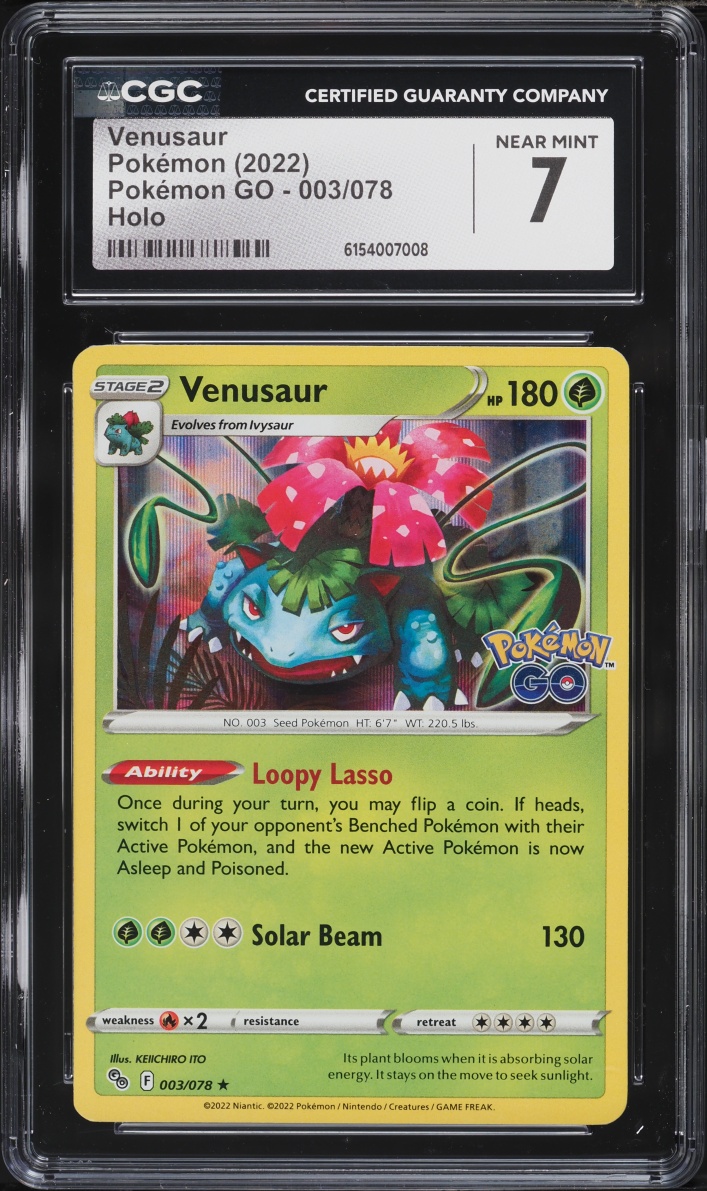 2022 Pokemon Sword & Shield Pokemon GO Holo Venusaur #3 CGC 7 NRMT