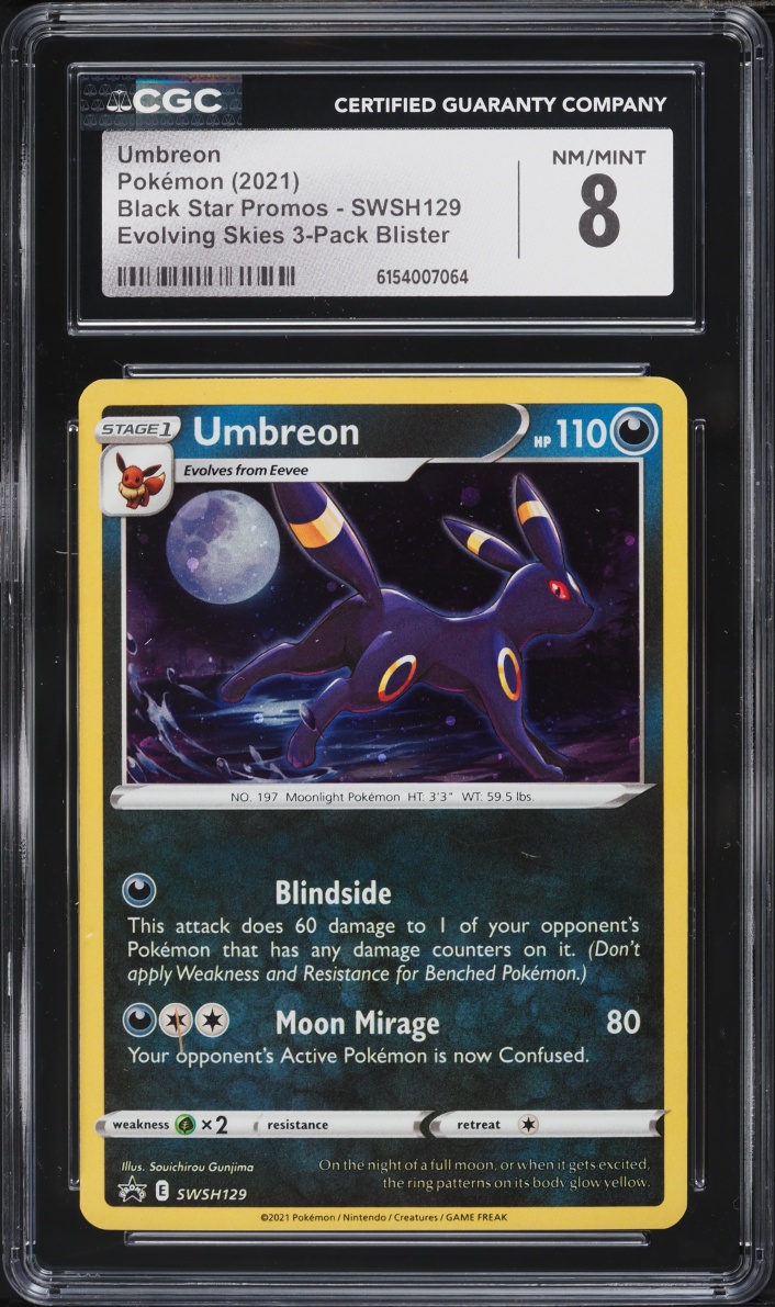 2021 Pokemon Sword & Shield Promo Evolving Skies Umbreon #SWSH129 CGC 8 NM-MT