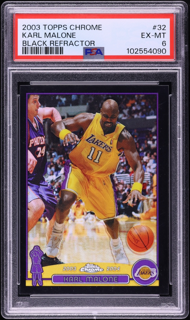 2003 Topps Chrome Black Refractor Karl Malone /500 #32 PSA 6 EXMT