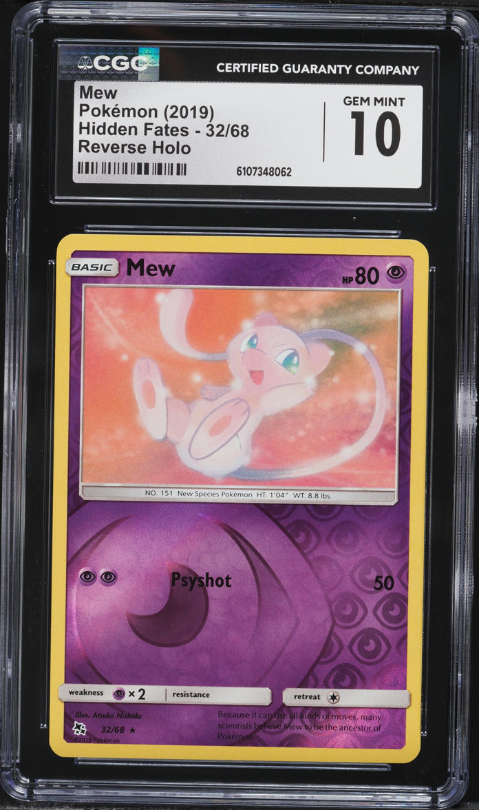 2019 Pokemon Sun & Moon Hidden Fates Reverse Holo Mew #32 CGC 10 GEM MINT