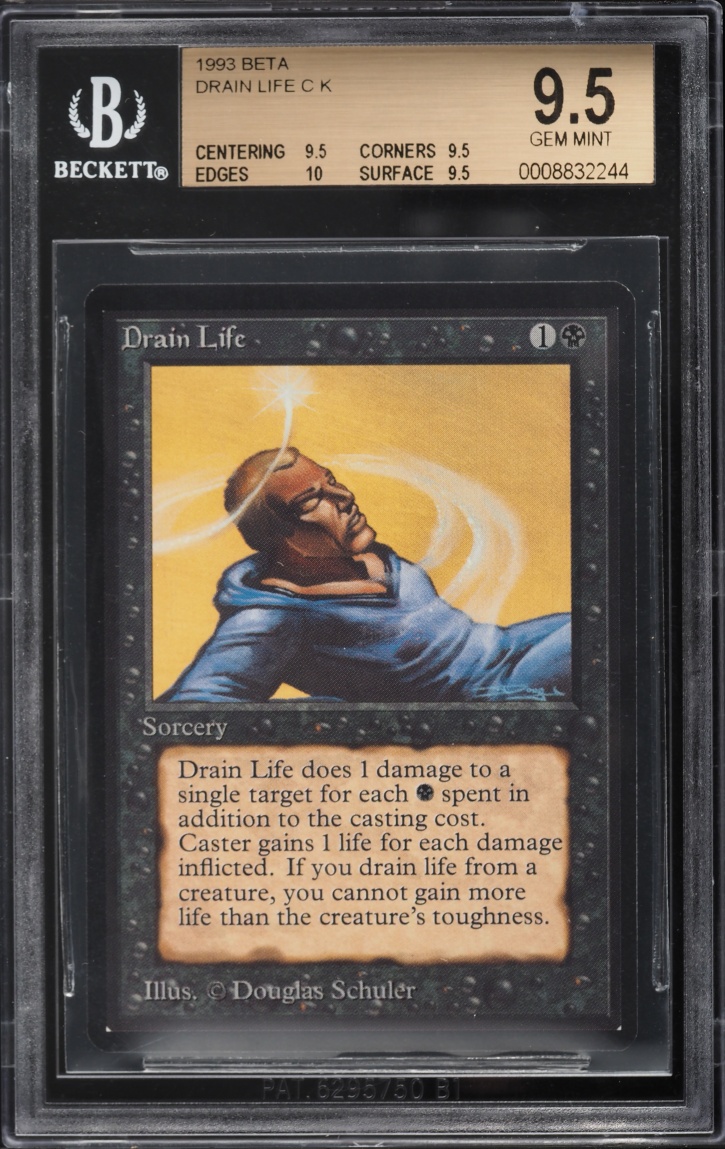 1993 Magic The Gathering MTG Beta Drain Life BGS 9.5 GEM MINT