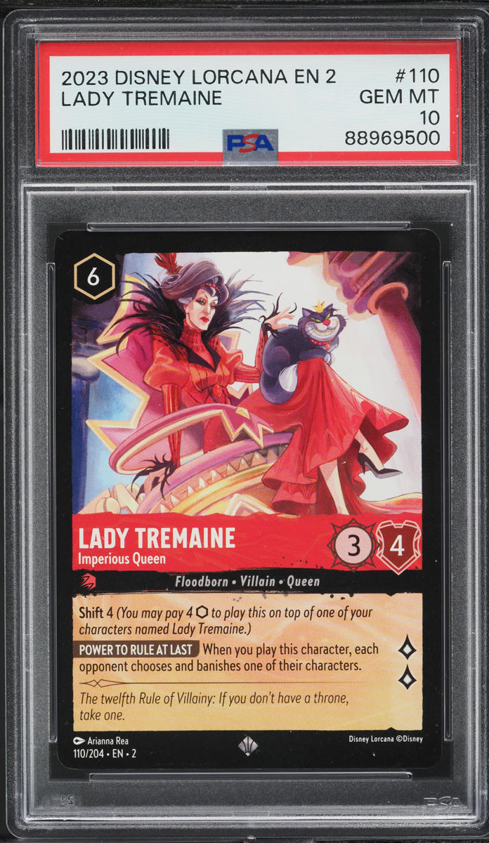2023 Disney Lorcana Rise Of The Floodborn Lady Tremaine #110 PSA 10 GEM MINT