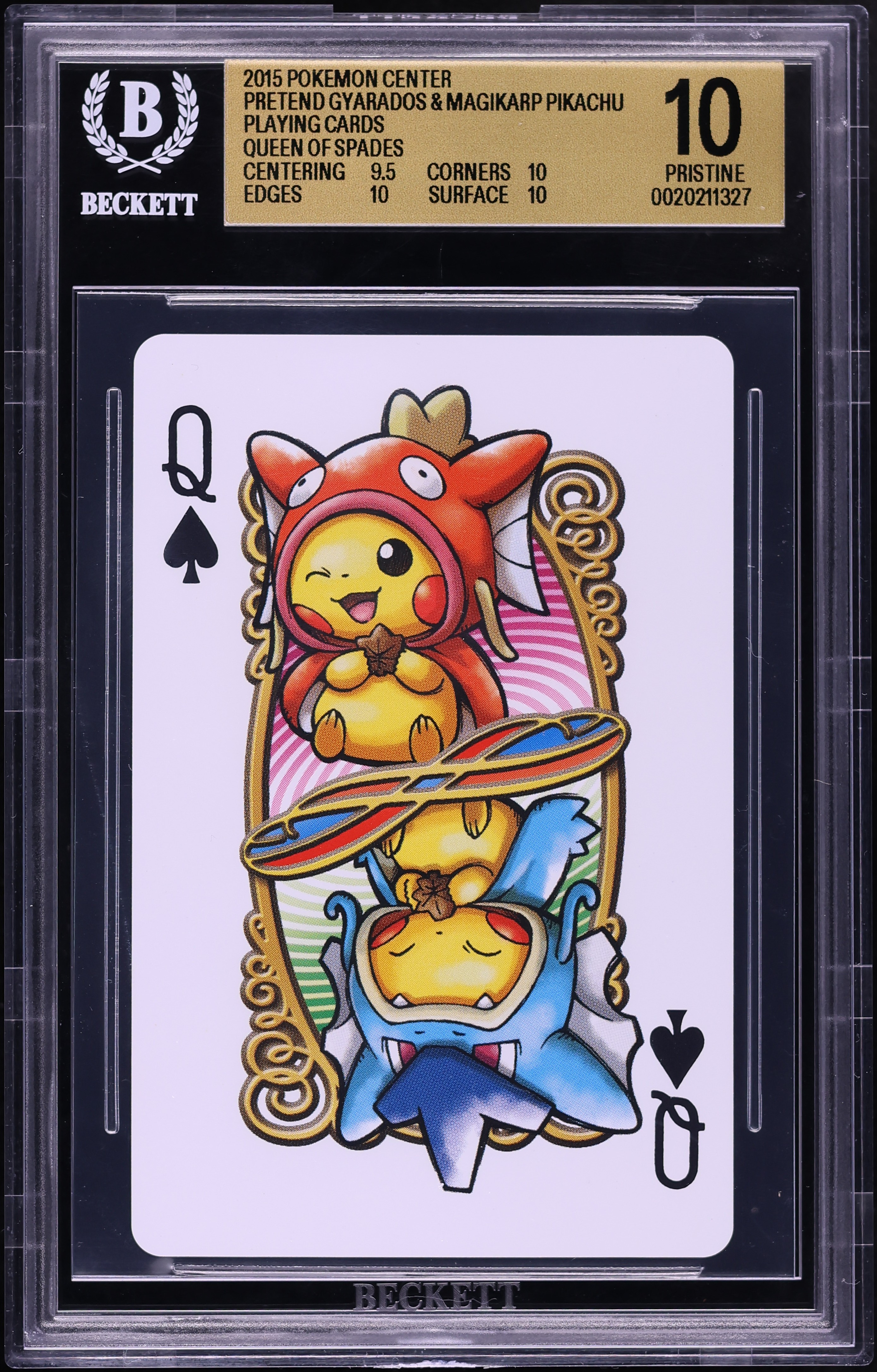 2015 Pokemon Center Playing Cards Pretend Gyarados & Magikarp Pikachu BGS 10 PRISTINE