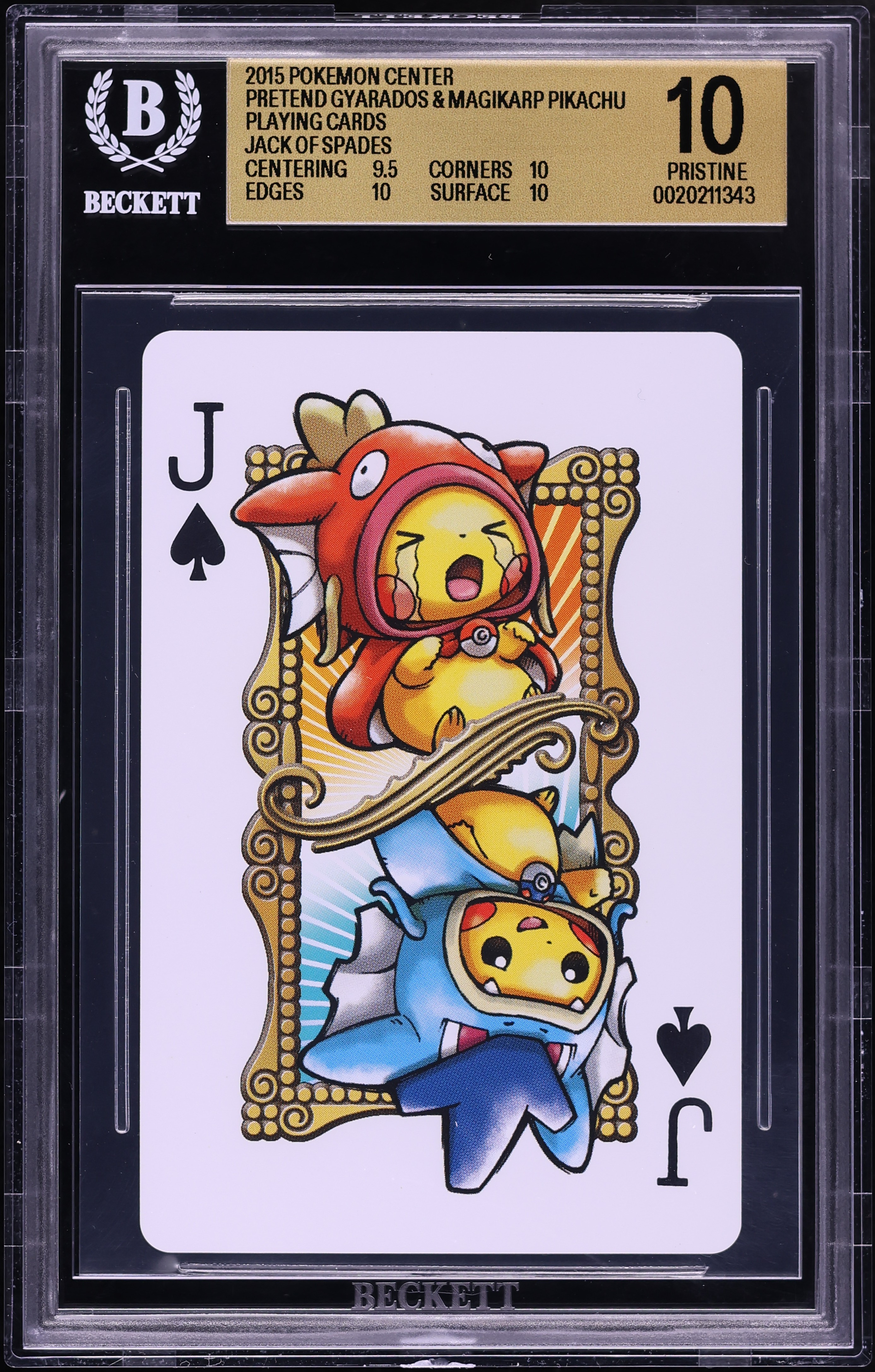2015 Pokemon Center Playing Cards Pretend Gyarados & Magikarp Pikachu BGS 10 PRISTINE