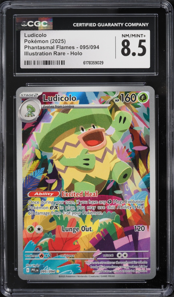 2025 Pokemon Mega Evolution Phantasmal Flames IR Ludicolo #95 CGC 8.5 NM-MT+