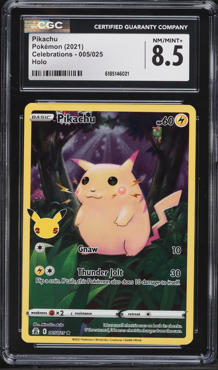 2021 Pokemon Sword & Shield Celebrations Full Art Pikachu #5 CGC 8.5 NM-MT+