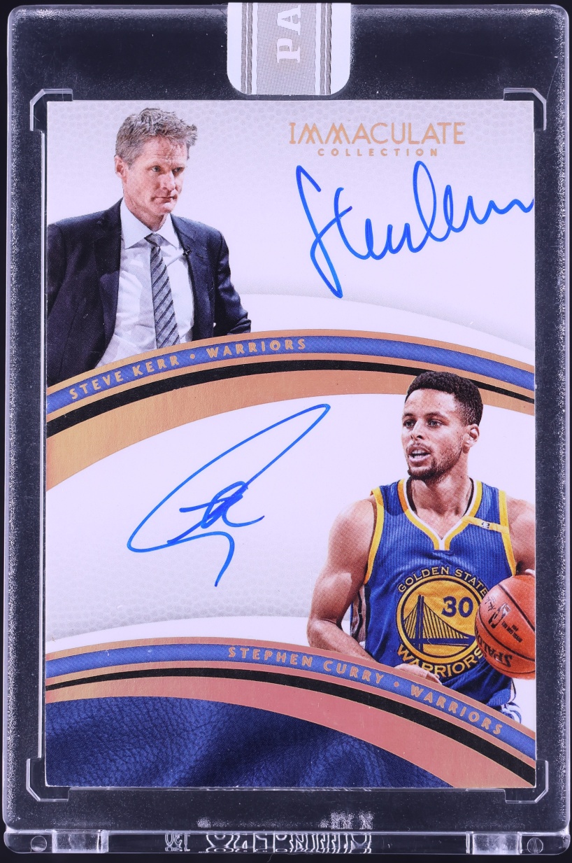 2016 Immaculate Collection Duals White Box Steve Kerr & Stephen Curry AUTO 1/1 #41