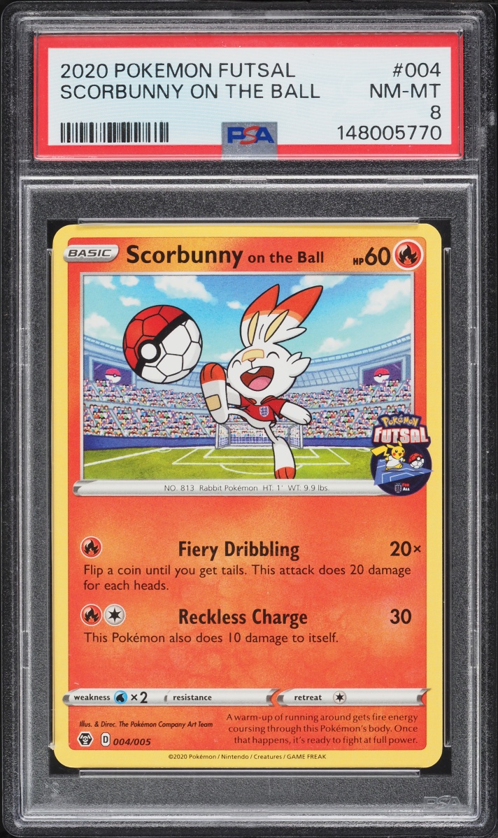 2020 Pokemon Sword & Shield Futsal Scorbunny On The Ball #4 PSA 8 NM-MT
