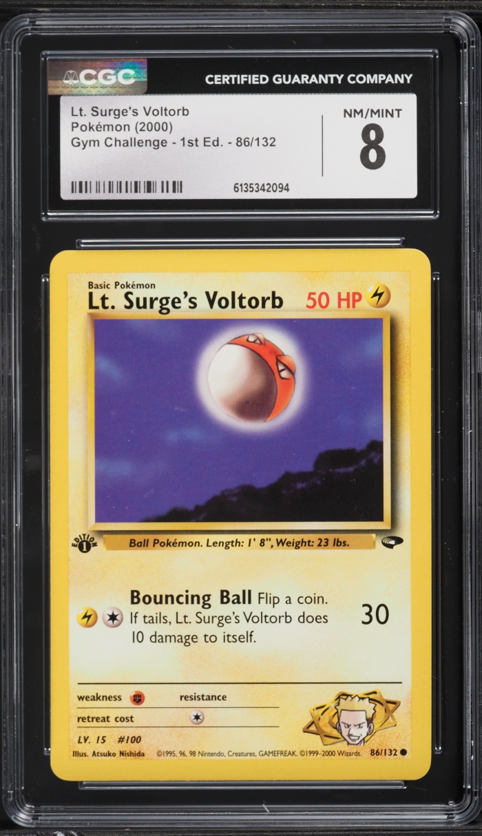 2000 Pokemon Gym Challenge 1st Edition Lt Surge's Voltorb #86 CGC 8 NM-MT