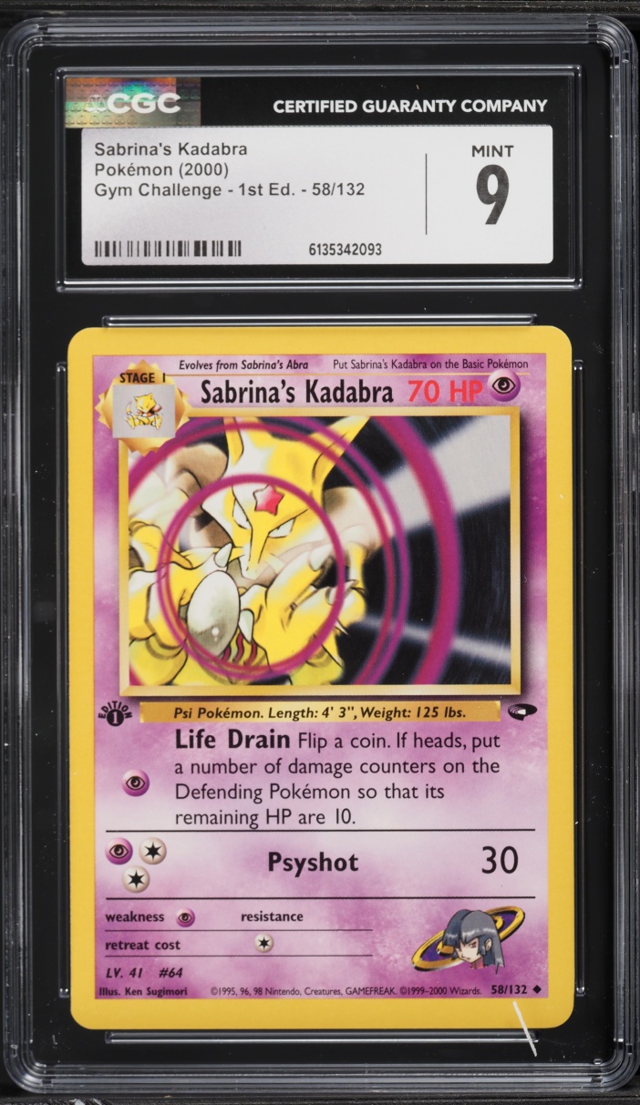 2000 Pokemon Gym Challenge 1st Edition Sabrina's Kadabra #58 CGC 9 MINT