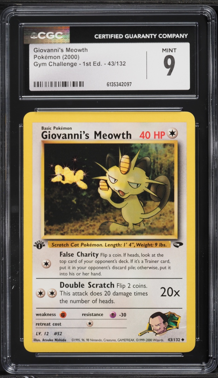 2000 Pokemon Gym Challenge 1st Edition Giovanni's Meowth #43 CGC 9 MINT