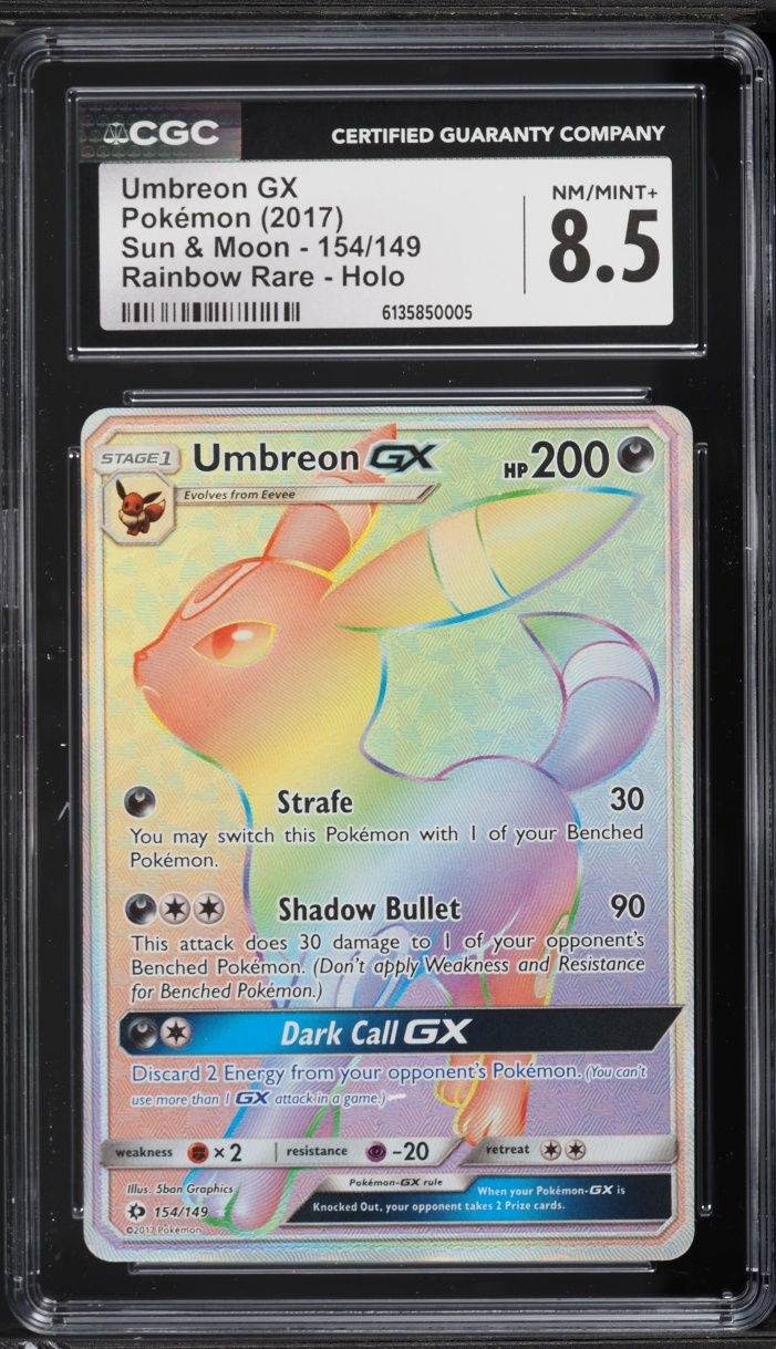 2017 Pokemon Sun & Moon Rainbow Rare Umbreon GX #154 CGC 8.5 NM-MT+