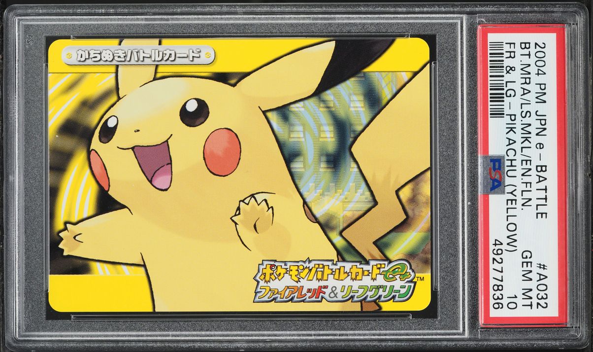 2004 Pokemon Japanese E-Battle Fire Red & Leaf Green Yellow Pikachu #A032 PSA 10 GEM MINT
