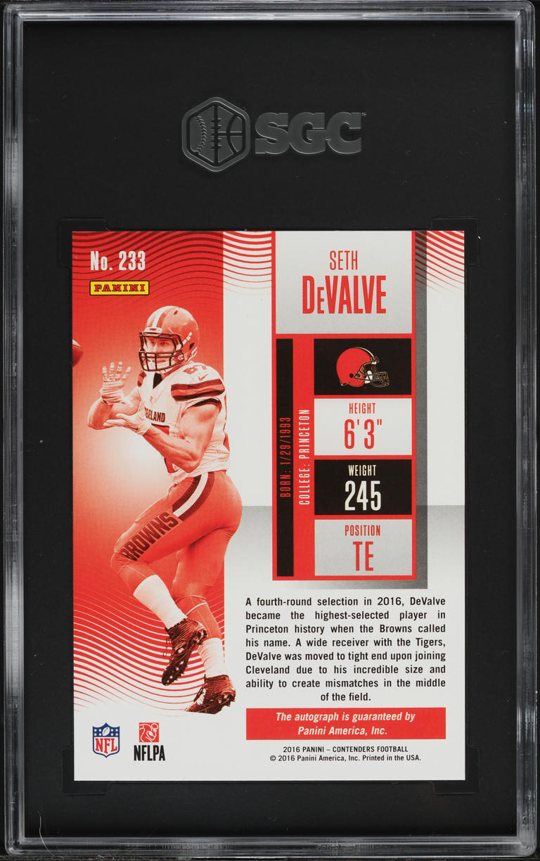 2016 Panini Contenders Ticket Seth DeValve ROOKIE AUTO #233 SGC 9.5 MINT+