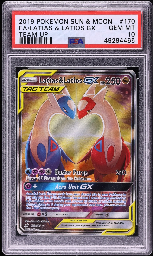 2019 Pokemon Sun & Moon Team Up Full Art Latias & Latios GX #170 PSA 10 GEM MINT