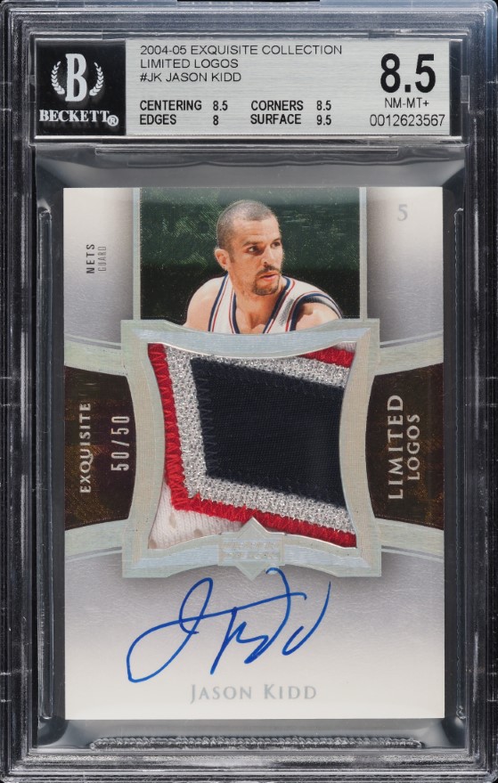 2004 Exquisite Collection Limited Logos Jason Kidd PATCH AUTO 50/50 #LL-JK BGS 8.5 NM-MT+ - Photo 1