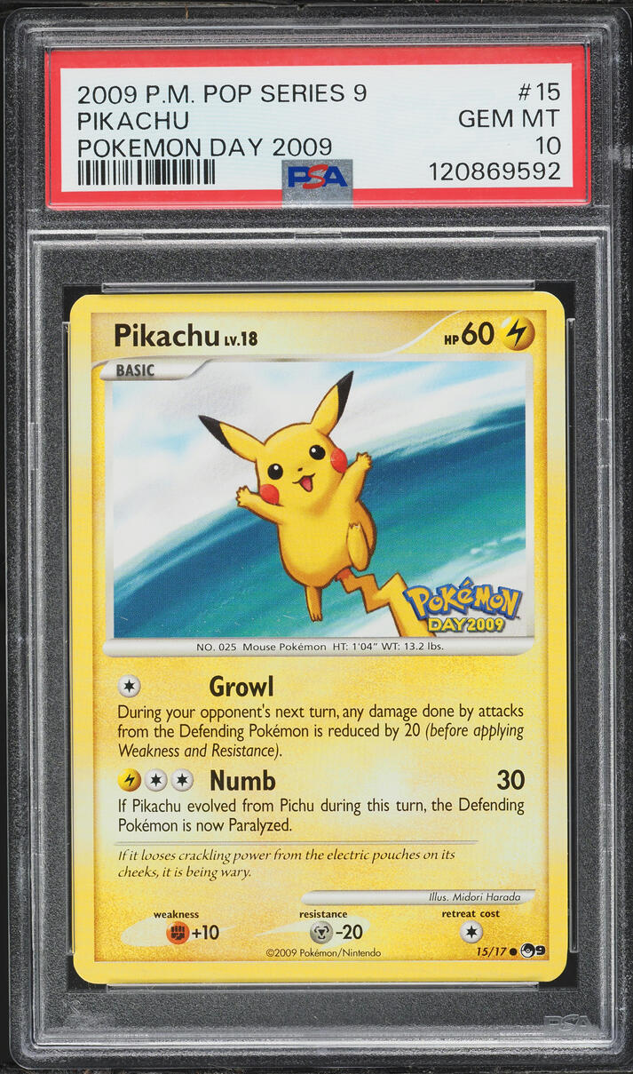 2009 Pokemon POP Series 9 Day Pikachu #15 PSA 10 GEM MINT