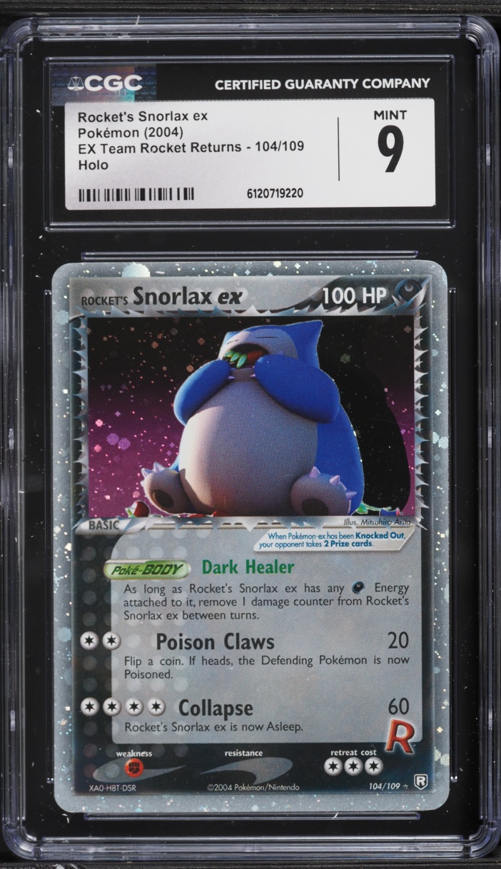 2004 Pokemon EX Team Rocket Returns Holo Rocket's Snorlax ex #104 CGC 9 MINT