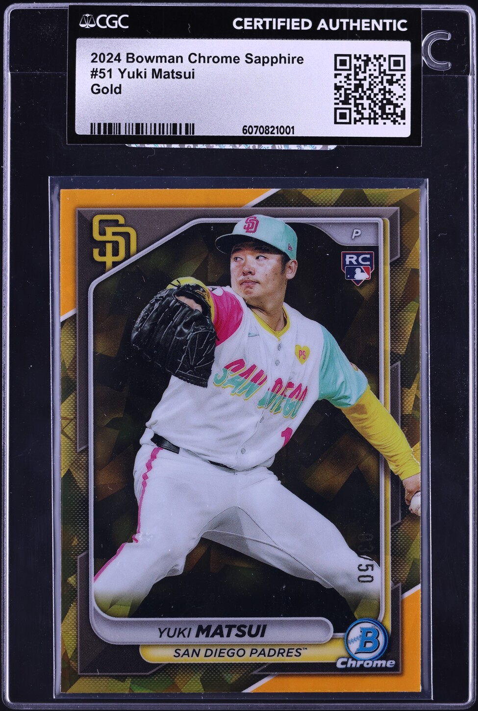 2024 Bowman Chrome Sapphire Gold Yuki Matsui ROOKIE /50 #51
