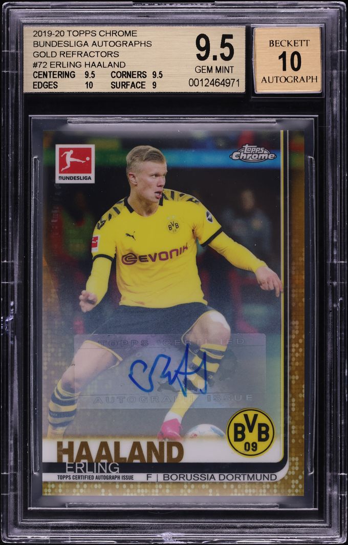 2019 Topps Chrome Bundesliga Gold Refractor Erling Haaland RC AUTO /50 BGS 9.5