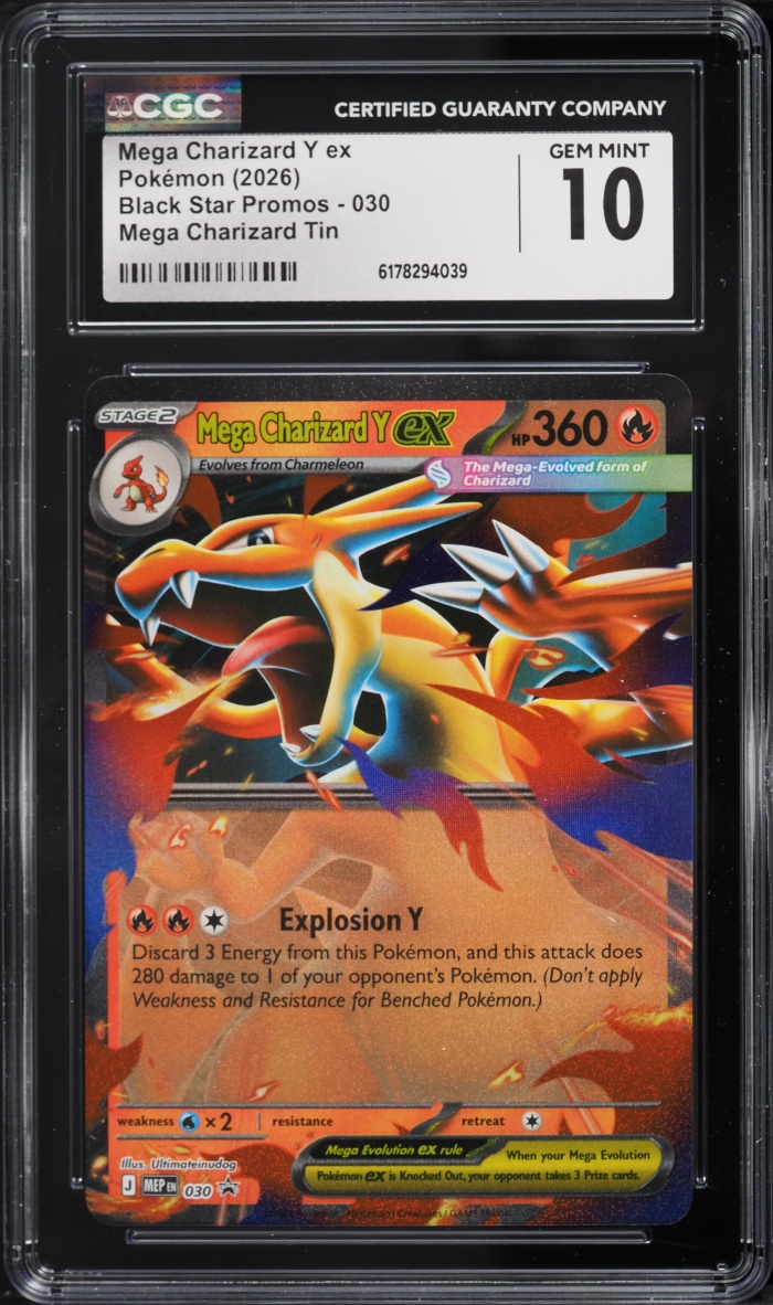 2026 Pokemon Mega Evolution Black Star Promo Tin Mega Charizard Y Ex #30 CGC 10 Gem Mint