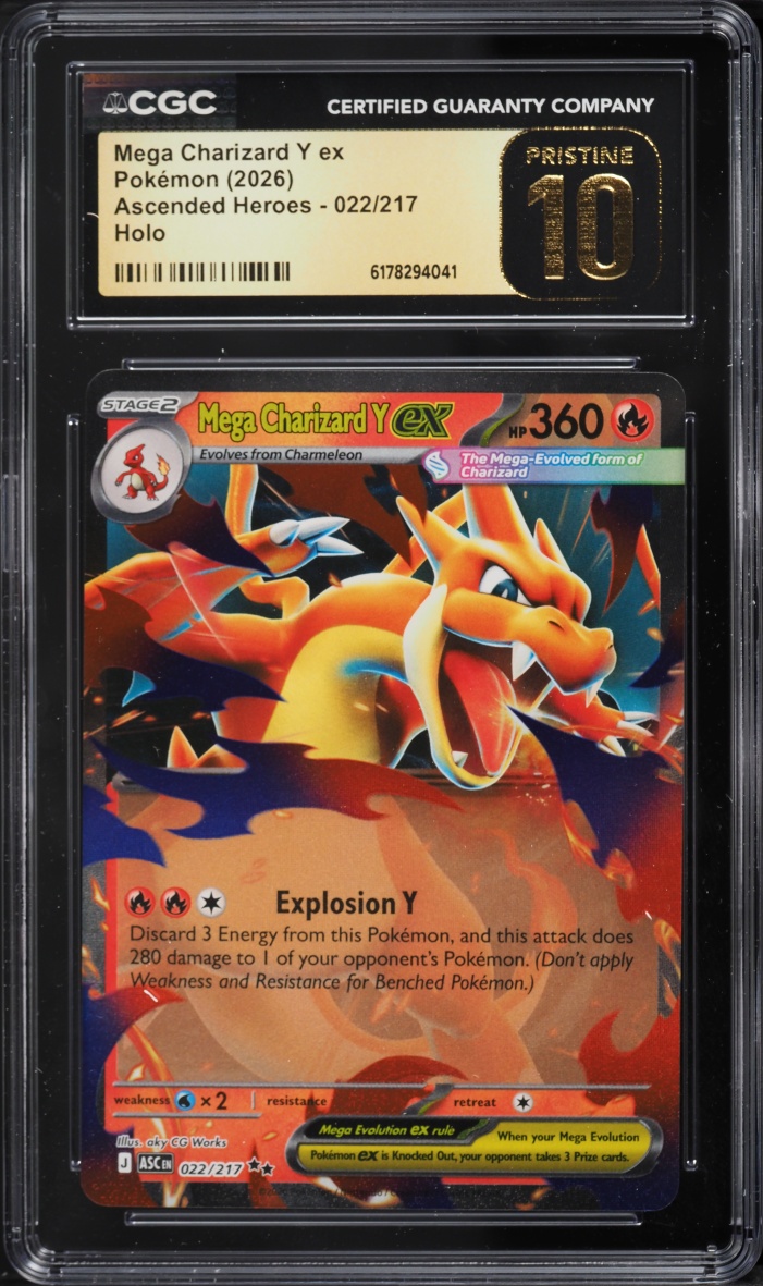 2026 Pokemon Mega Evolution Ascended Heroes Holo Mega Charizard Y Ex #22 CGC 10 Pristine