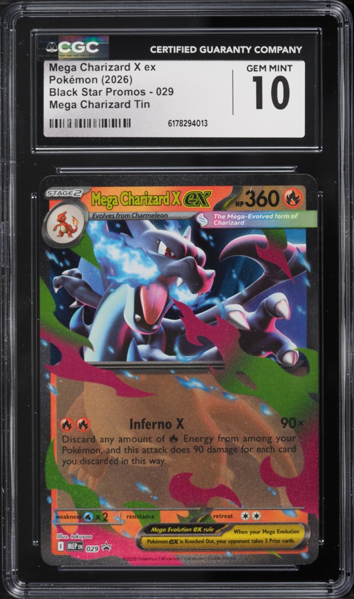 2026 Pokemon Mega Evolution Black Star Promo Tin Mega Charizard X Ex #29 CGC 10 Gem Mint